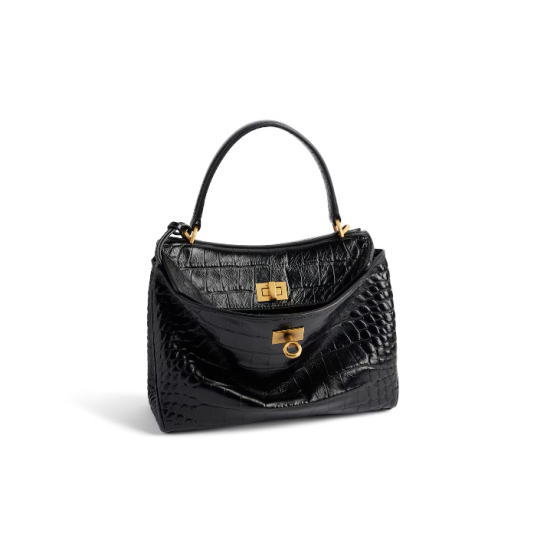 Women's Rodeo Mini Crocodile Embossed Handbag Black