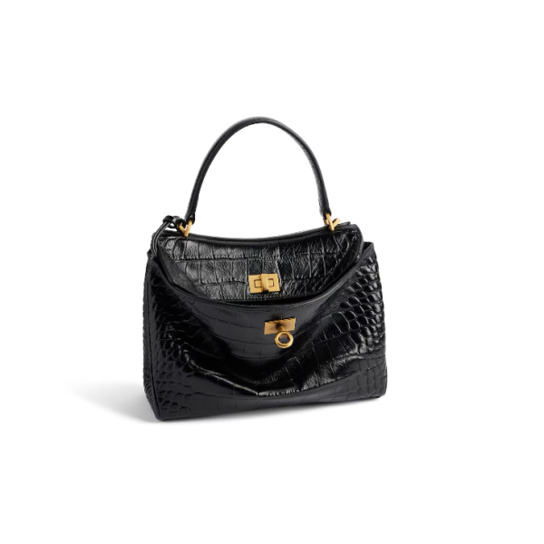 Women's Rodeo Mini Crocodile Embossed Handbag Black