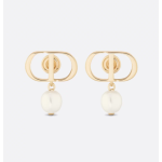 Gold-Finish Metal and White Resin Pearls