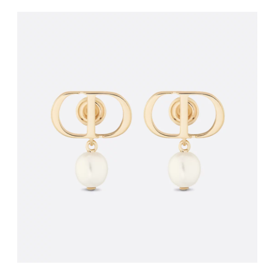 Gold-Finish Metal and White Resin Pearls