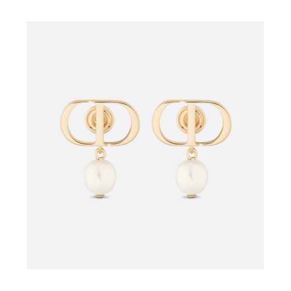 Gold-Finish Metal and White Resin Pearls