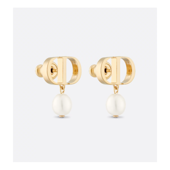 Gold-Finish Metal and White Resin Pearls