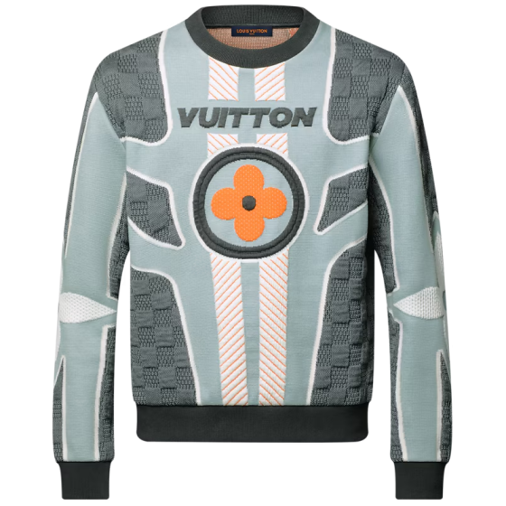 Quilted Cotton Blend Crewneck