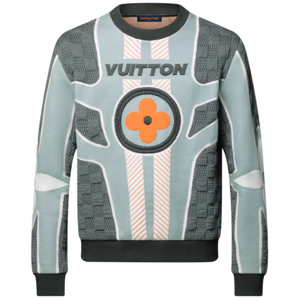 Quilted Cotton Blend Crewneck