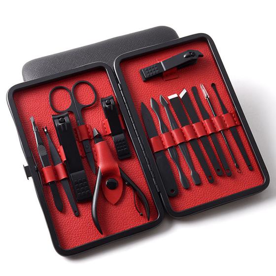 15pcs Manicure Set professional Stainless Steel Nail Clipper Set with case Manicure Kit for Travel Beauty Care Tools set
