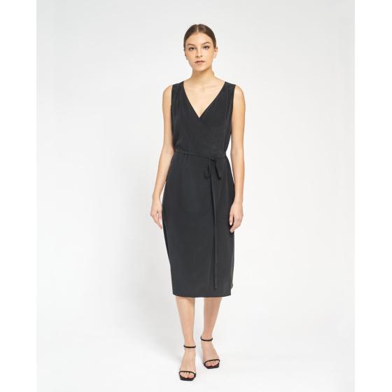 Women Quality Fashion Silk Wrap Tank Elegant Dresses Modest