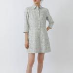 Summer Dress Fashion Women Casual Oversize Shirt Turn-down Collar Knee-length Genuine Leather Dress With Cropped Sleeves